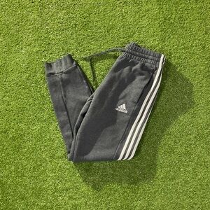 Grey Adidas Sweatpants With White Stripes